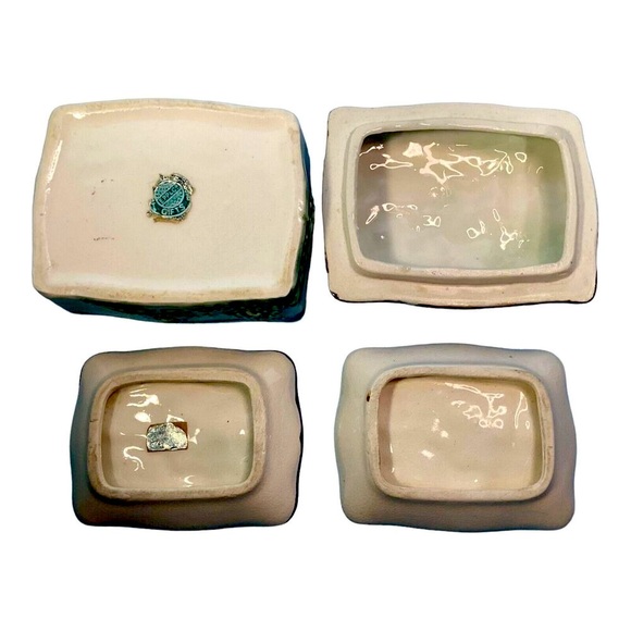 Trinket Box Covered Two Nesting Dishes Japan EPP&Co New York - Picture 3 of 4